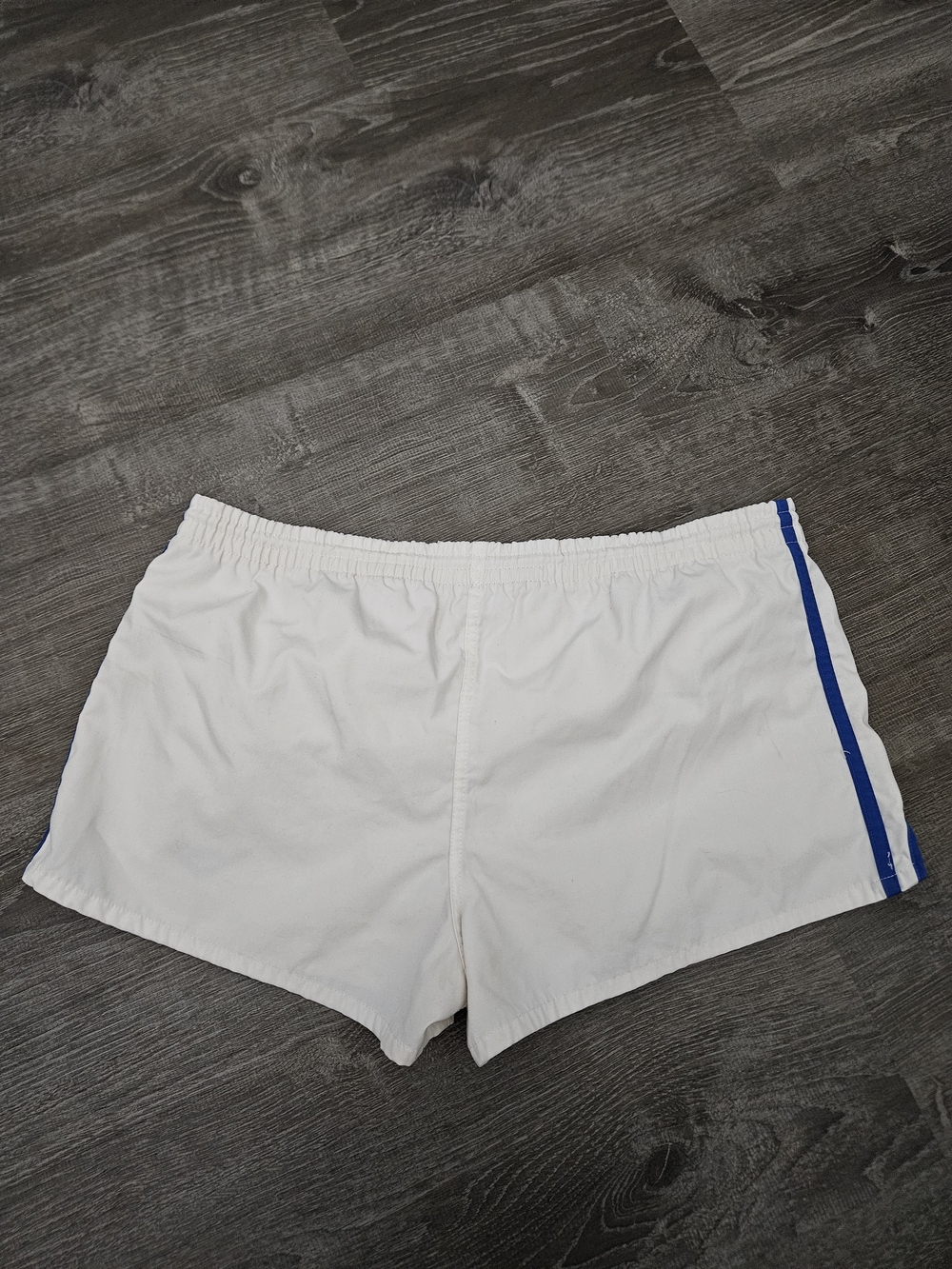 Vintage PONY Running Shorts White Blue Stripe Track Gym 80s Men's Large - Picture 3 of 5